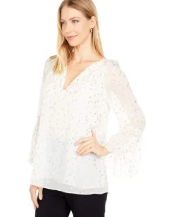 Lilly Pulitzer Matilda Silky Top Coconut Gold Metallic Silk Clip Online