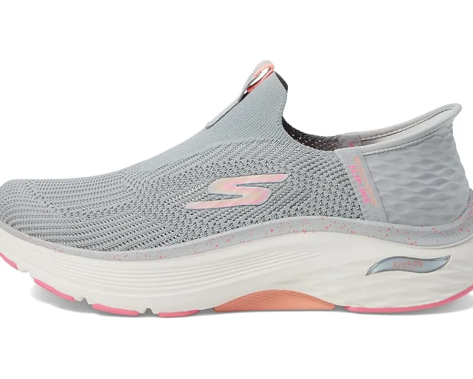 SKECHERS Max Cushioning Arch Fit Fluidity Hands Free Slip-Ins Gray/Pink
