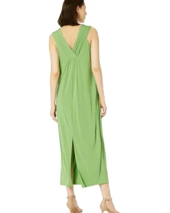 Maggy London Maxi Dress with Tucking Detail Fluorite Green New