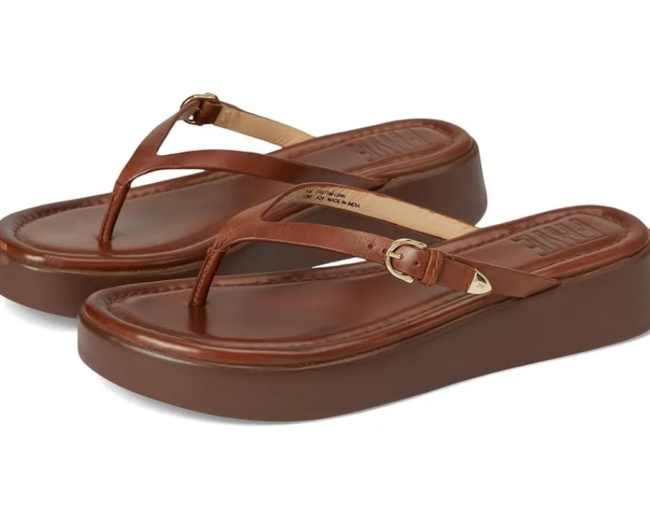Frye Maya Buckle Thong Sandals Cinnamon