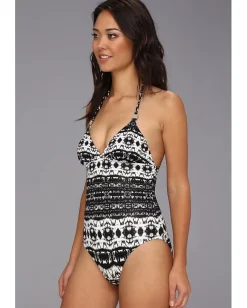 Badgley Mischka Maya Halter Maillot Black Discount