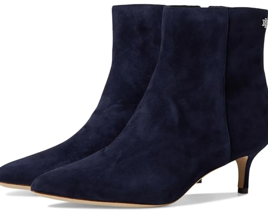 Lauren Ralph Lauren McKay Suede Bootie Heel Lauren Navy Outlet