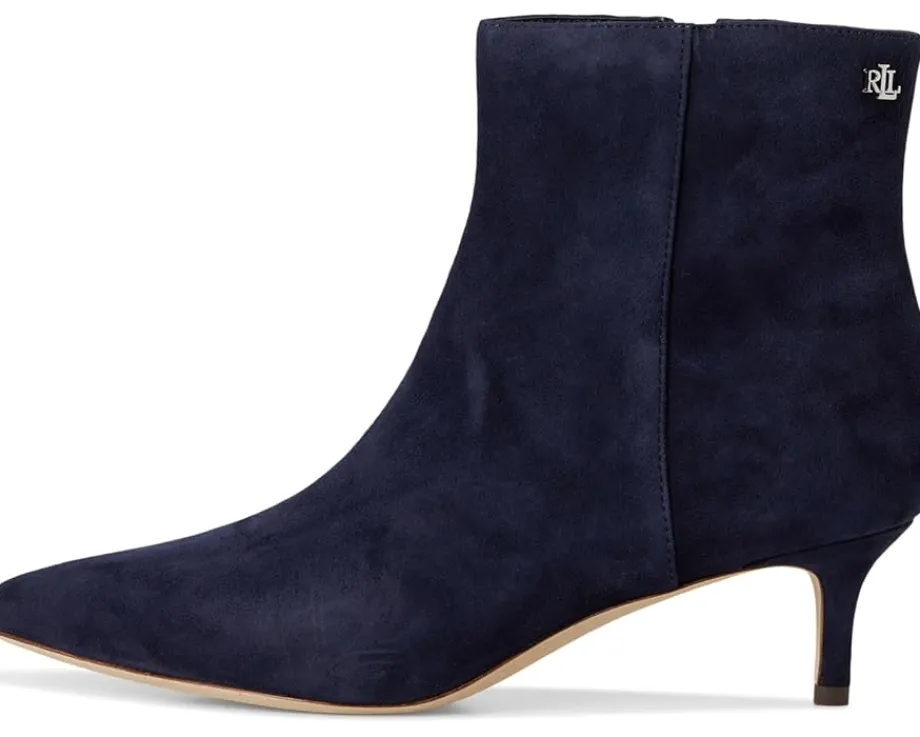 Lauren Ralph Lauren McKay Suede Bootie Heel Lauren Navy Outlet