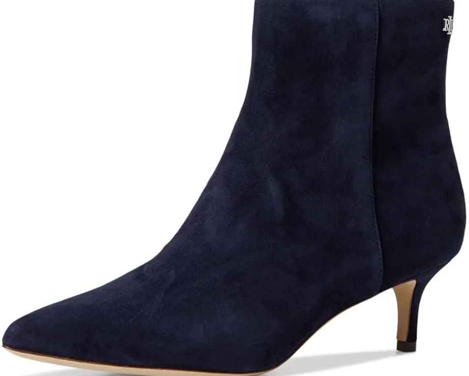 Lauren Ralph Lauren McKay Suede Bootie Heel Lauren Navy Outlet