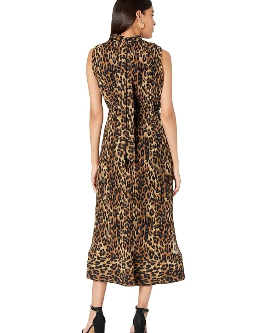 Women MILLY Meina Leopard Print Pleated Dress