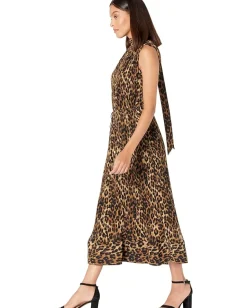 Women MILLY Meina Leopard Print Pleated Dress