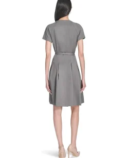 Calvin Klein Melange Suiting Belted Aline Granite Outlet