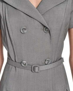 Calvin Klein Melange Suiting Belted Aline Granite Outlet