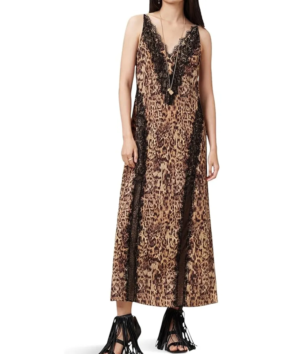 AllSaints Melia Dress Evia Golden Brown Online