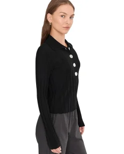 Madewell Merino Silk Wide Rib Abby Polo Black Best