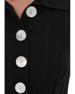 Madewell Merino Silk Wide Rib Abby Polo Black Best