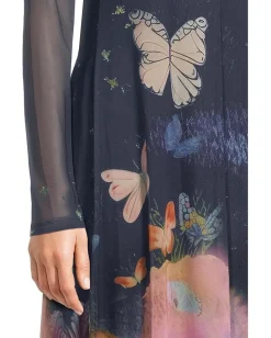 Johnny Was Mesh Long Sleeve Maxi Dress (slip)- Aurelius Clearance