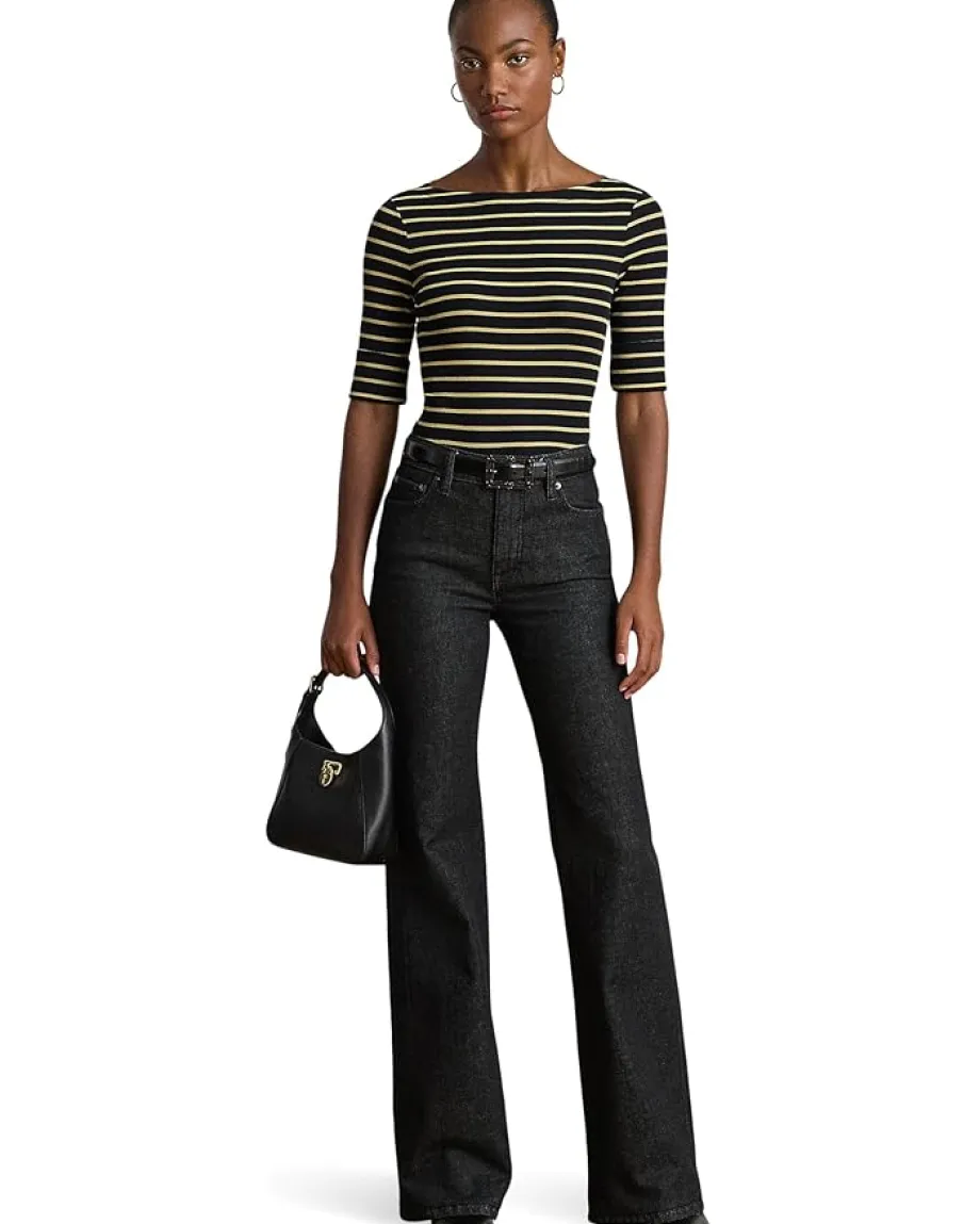 Women Lauren Ralph Lauren Metallic Striped Boatneck Tee