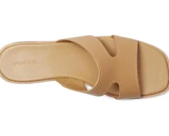 Vince Meyers Slide Sandals Light Sable Beige Leather Outlet