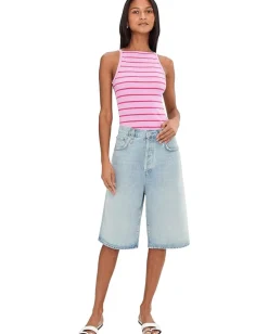 Free People Mia Tank-Yd Stripe Orchid Combo Clearance