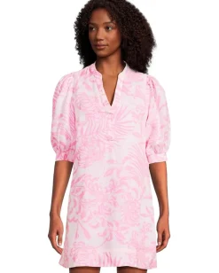 Lilly Pulitzer Mialeigh Elbow Sleeve Linen Rousseau Pink Glisten In The Sun Best