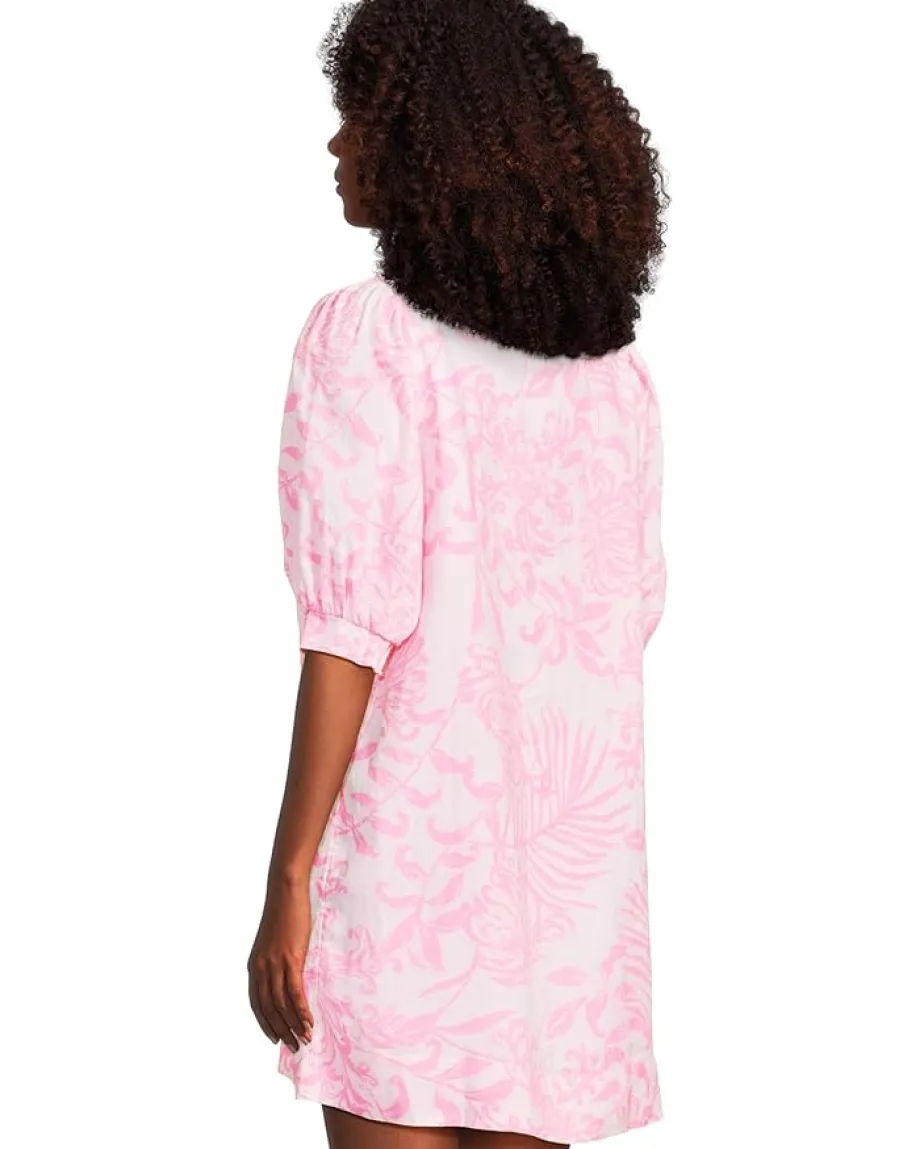 Lilly Pulitzer Mialeigh Elbow Sleeve Linen Rousseau Pink Glisten In The Sun Best