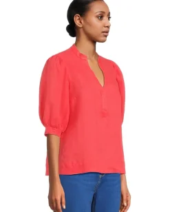 Women Lilly Pulitzer Mialeigh Elbow Sleeve Linen Top