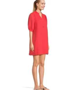 Lilly Pulitzer Mialeigh Elbow Sleeve Linen Cane Coral Hot