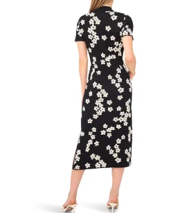 Women CeCe Midi Floral Jaquard Knit Dress