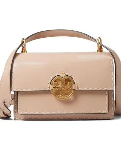 Tory Burch Miller Spazzolato Pick Stitch Small Flap Shoulder Bag Devon Sand Sale