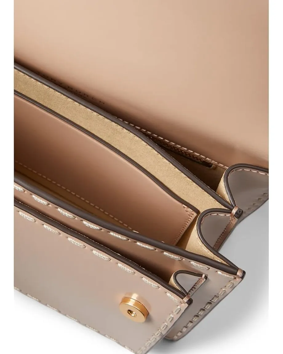 Tory Burch Miller Spazzolato Pick Stitch Small Flap Shoulder Bag Devon Sand Sale