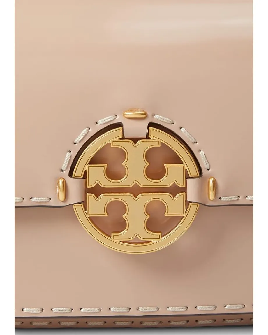 Tory Burch Miller Spazzolato Pick Stitch Small Flap Shoulder Bag Devon Sand Sale