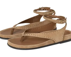 Madewell Millie Thong Lace Up Sandals - Suede Grom Tawny Khaki Hot