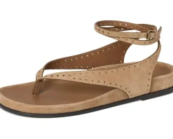 Madewell Millie Thong Lace Up Sandals - Suede Grom Tawny Khaki Hot