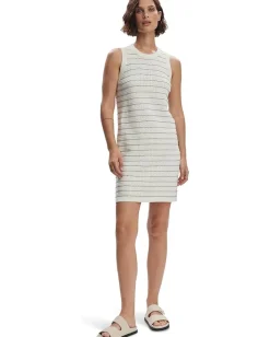 Varley Mindy Contrast Stitch Knit Dress Egret Clearance