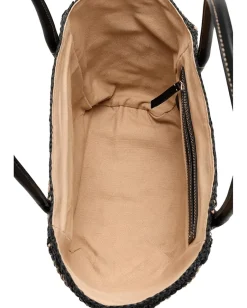 Women Madewell Mini Black And White Straw Tote