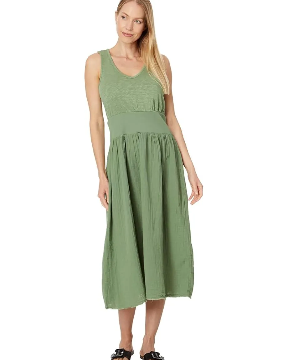 Mod-o-doc Mix Media Tank Midi Dress Mint Moss Discount