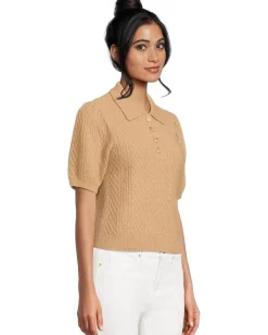 Women Lilla P Mixed Stitch Elbow Sleeve Polo