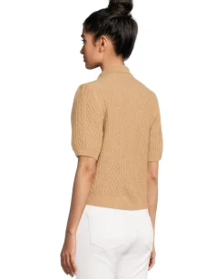 Women Lilla P Mixed Stitch Elbow Sleeve Polo