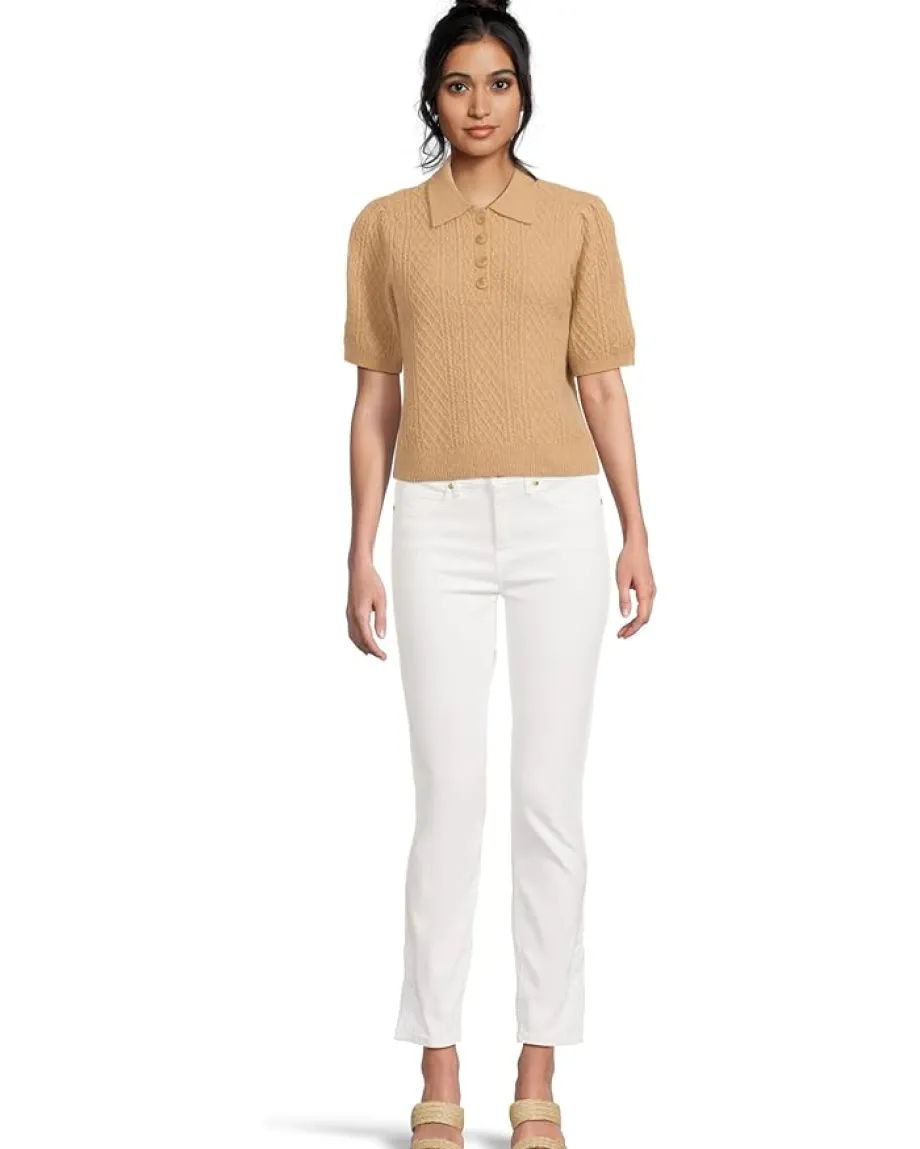 Women Lilla P Mixed Stitch Elbow Sleeve Polo