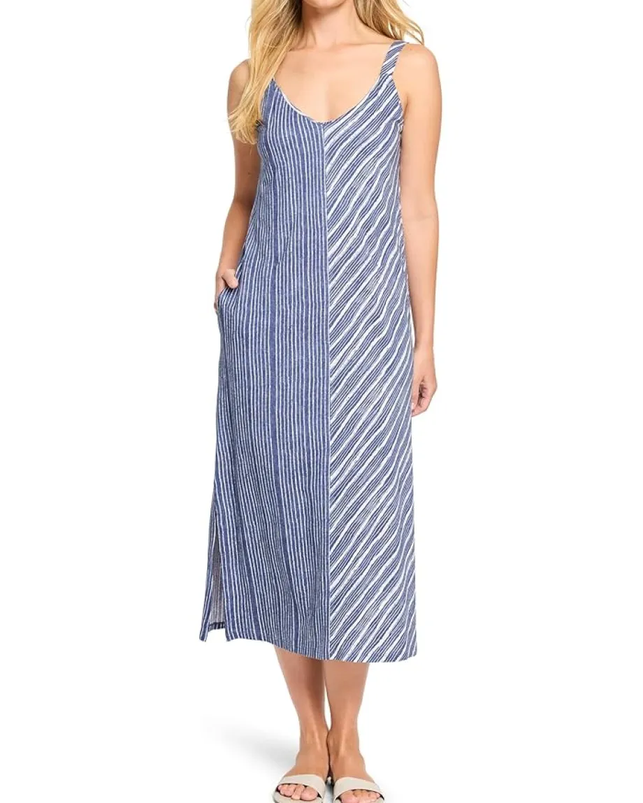 Women NIC+ZOE Mixed Strip V-neck Tank Dress