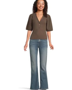 Madewell Mixy V Neck Puff Tee Roasted Chicory Discount