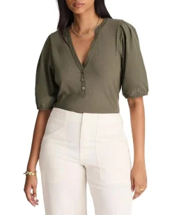 Madewell Mixy V Neck Puff Tee Faded Olive Online