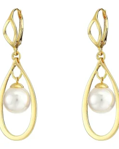 Majorica 10mm Round Drop in Link Earrings White Outlet