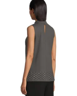 Vince Camuto Mock Neck Sleeveless Tunic Med Heather Grey Discount