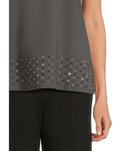 Vince Camuto Mock Neck Sleeveless Tunic Med Heather Grey Discount