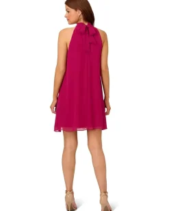 Women Adrianna Papell Mockneck Chiffon Jersey Dress