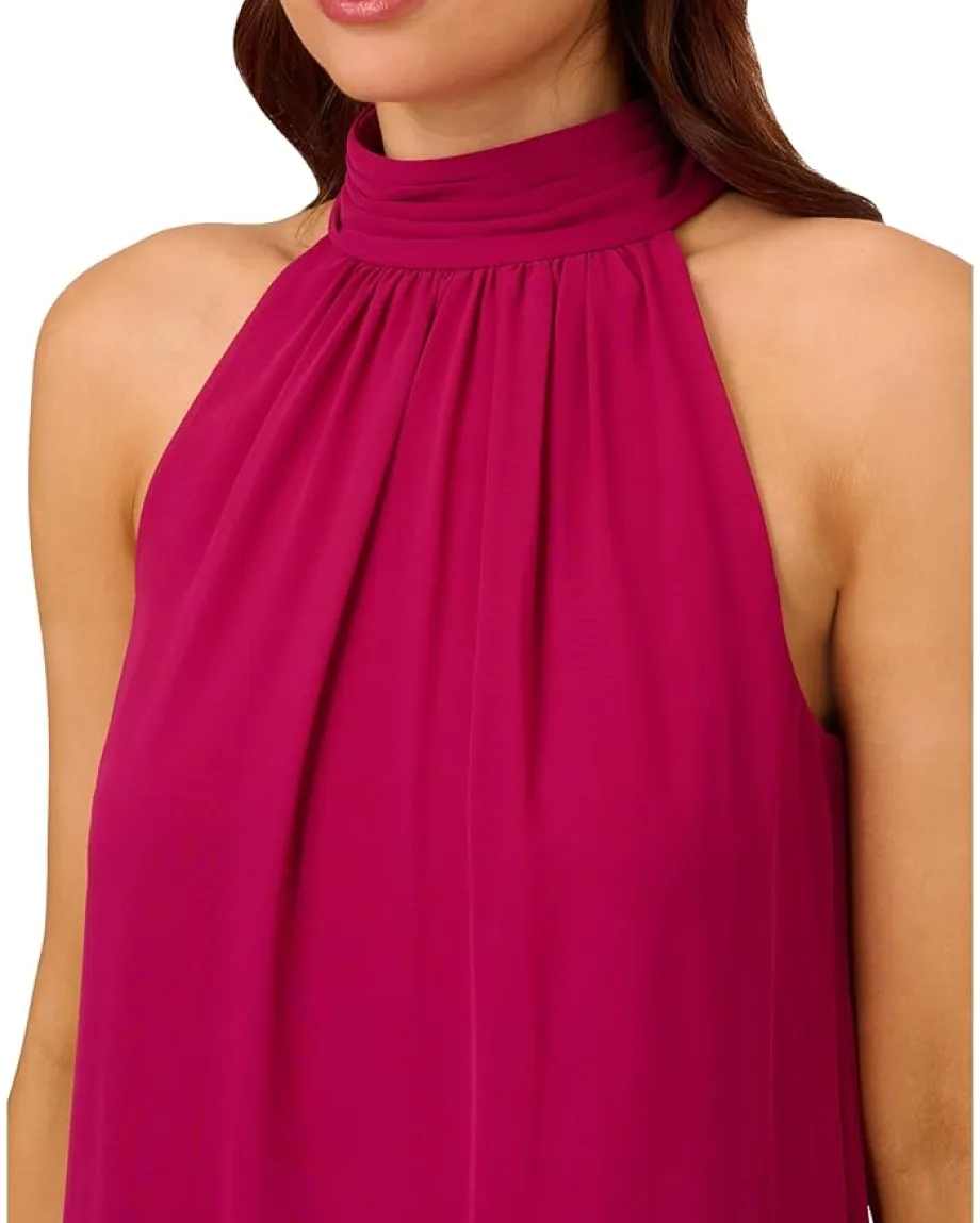 Women Adrianna Papell Mockneck Chiffon Jersey Dress