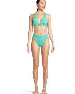 BECCA Modern Edge Rib Cassidy Halter Top Aqua Sea Discount
