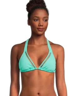 BECCA Modern Edge Rib Cheryl Triangle Top Aqua Sea Sale
