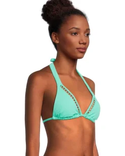BECCA Modern Edge Rib Cheryl Triangle Top Aqua Sea Sale