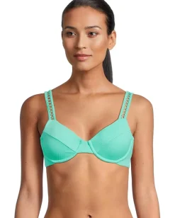 BECCA Modern Edge Rib Sandy Underwire Bra Top Aqua Sea Clearance