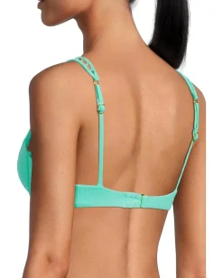 BECCA Modern Edge Rib Sandy Underwire Bra Top Aqua Sea Clearance