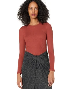 AllSaints Molly Long Sleeve Bodysuit Wild Berry Red Clearance