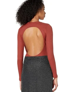 AllSaints Molly Long Sleeve Bodysuit Wild Berry Red Clearance